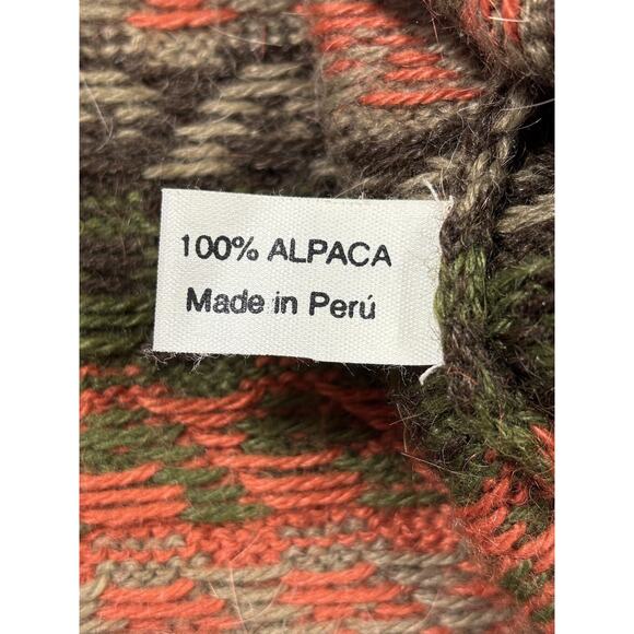 Alpaca Sweater Cardigan Wool Made In Peru Button Front L - Picture 8 of 10